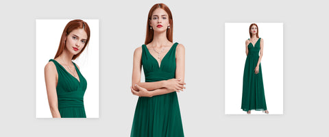 Double V-Neck Elegant Maxi Long Wholesale Evening Dresses