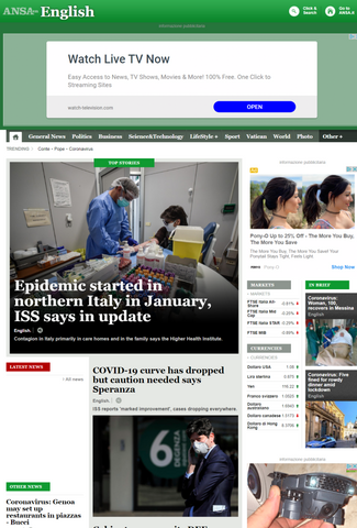 ANSA, Italy: Higher Institute of Health says the outbreak in northern Italy started in January