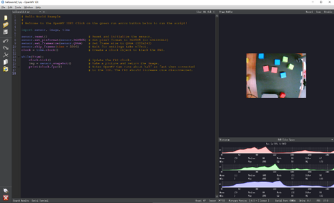 Pre-view color wood block on OpenMV IDE