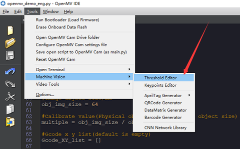 Edit OpenMV color threshold