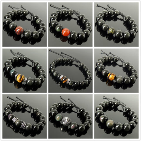 Different DIY black obsidian bracelets style