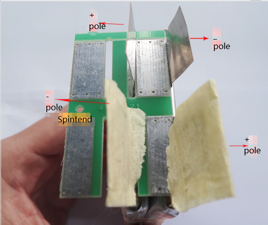 +-pole of lipo battery cell