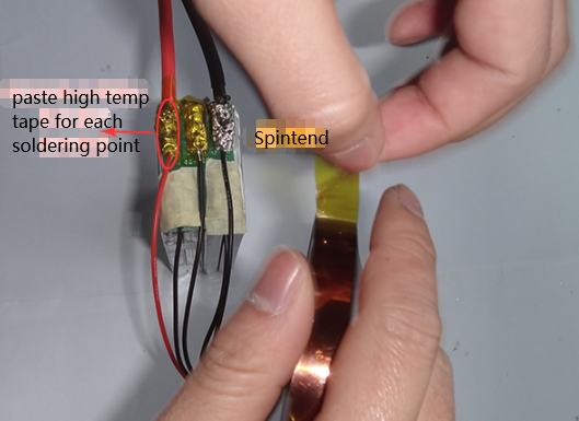 Paste each cell with high temp tape