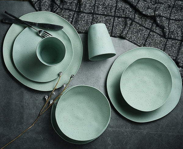 green bamboo tableware set