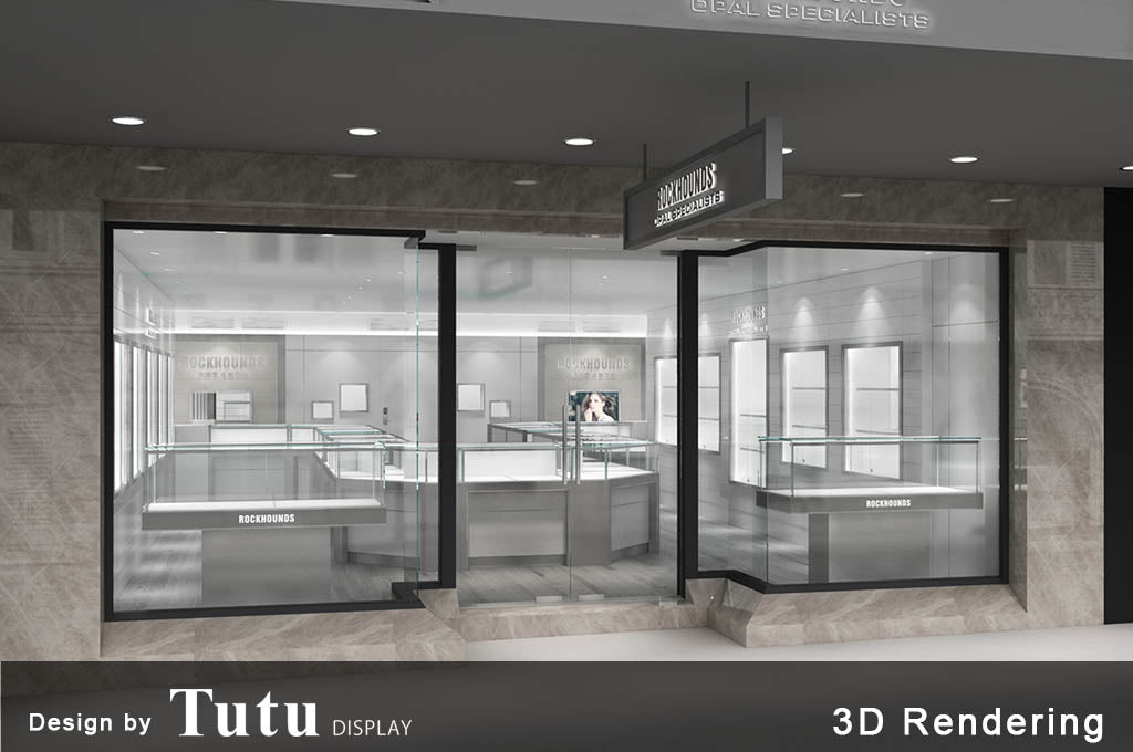 Display Case Showcase Glass Cabinet Retail Store Rendering