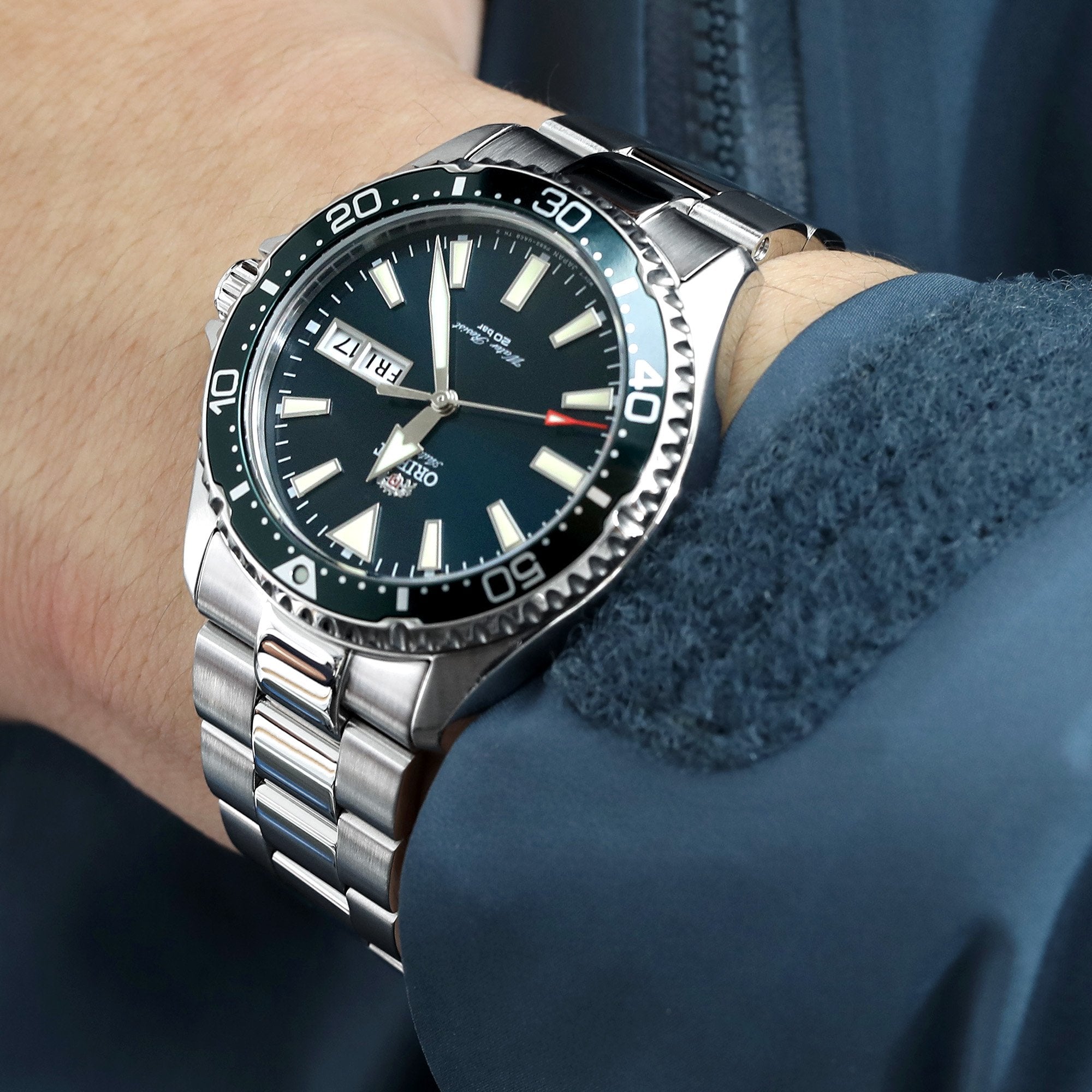 orient kamasu green diver watch ra-aa0004e19a