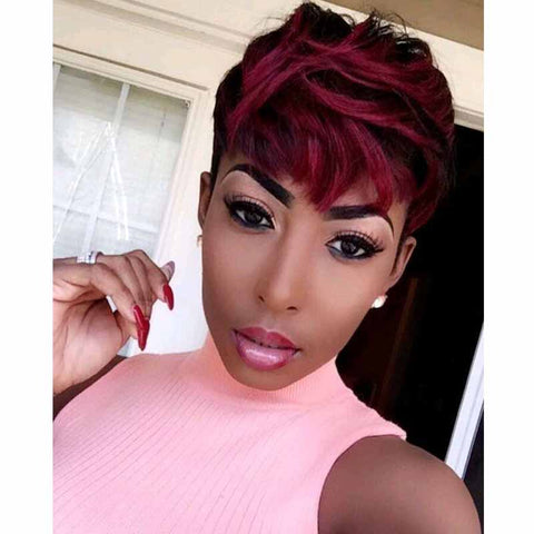 red color pixie cut wave for black women
