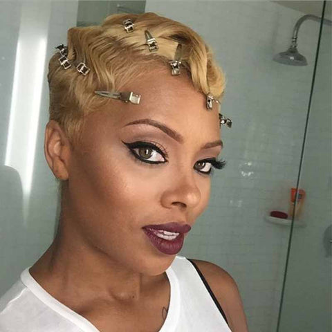 short brown pixie cut hair for black women