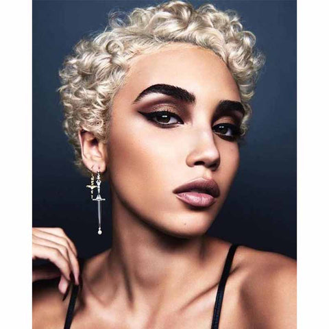 short blonde curly pixie cut for african ameircan