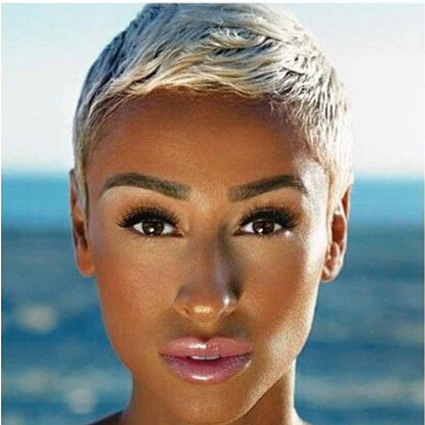 short white pixie cut wig for african american