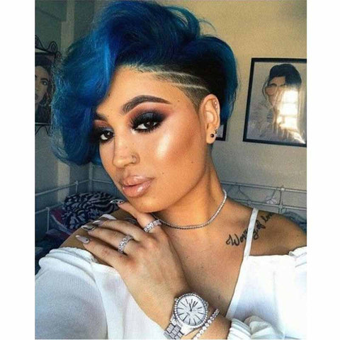 ombre blue pixie cut hairstyles for african american