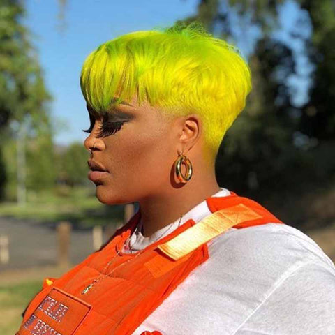yellow pixie cut for black women