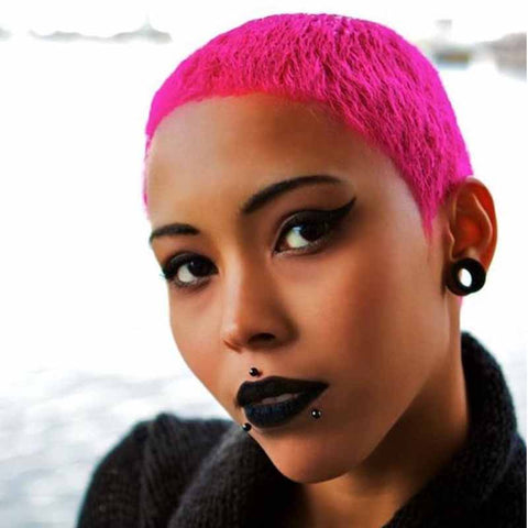 pink curly pixie cut for black women