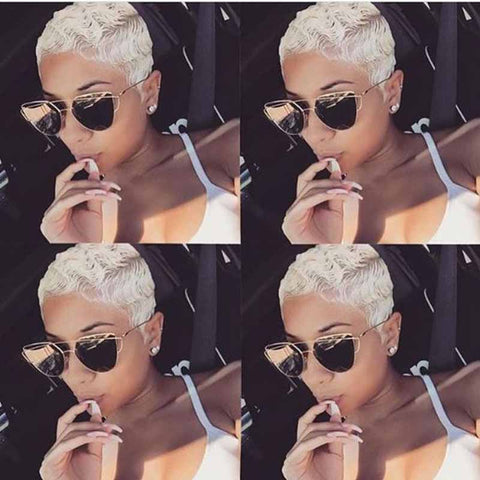white pixie cut lace wig for black women