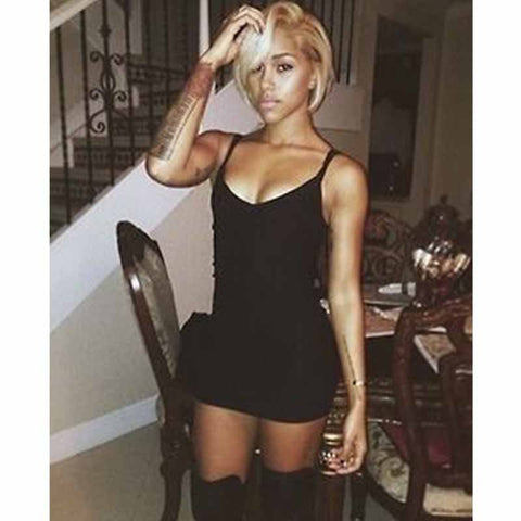 curly blonde pixie cut human hair for black women