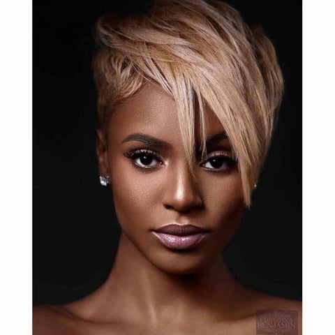brown pixie cut human hair for black women