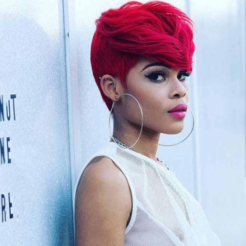 red pixie cut human hair for black women