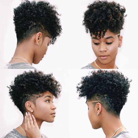 black curly pixie cut lace wig for black women