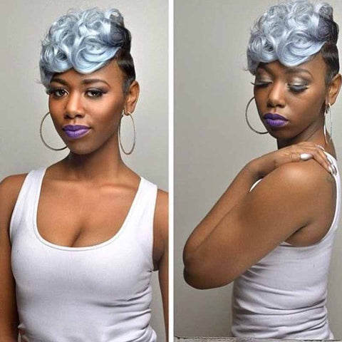 blue ombre pixie cut for African American