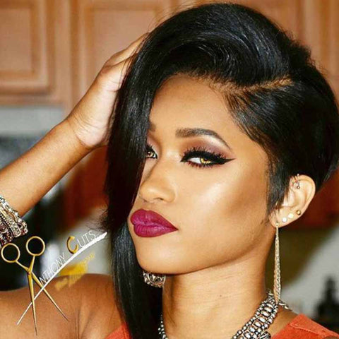 side part black pixie cut for black women