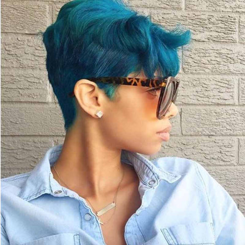blue pixie cut hair for black women
