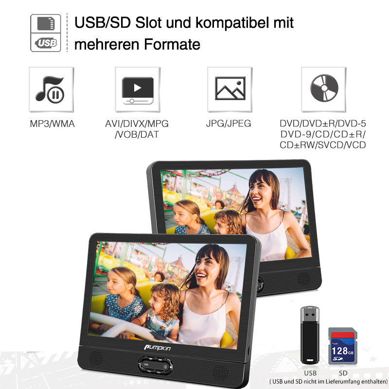 tragbarer dvd player mit 2 bildschirmen