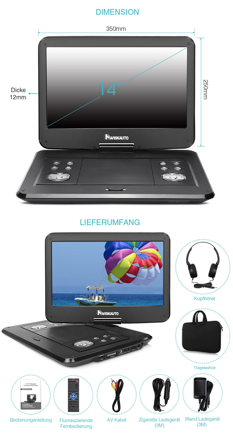 Naviskauto Transportabler DVD Player für Auto