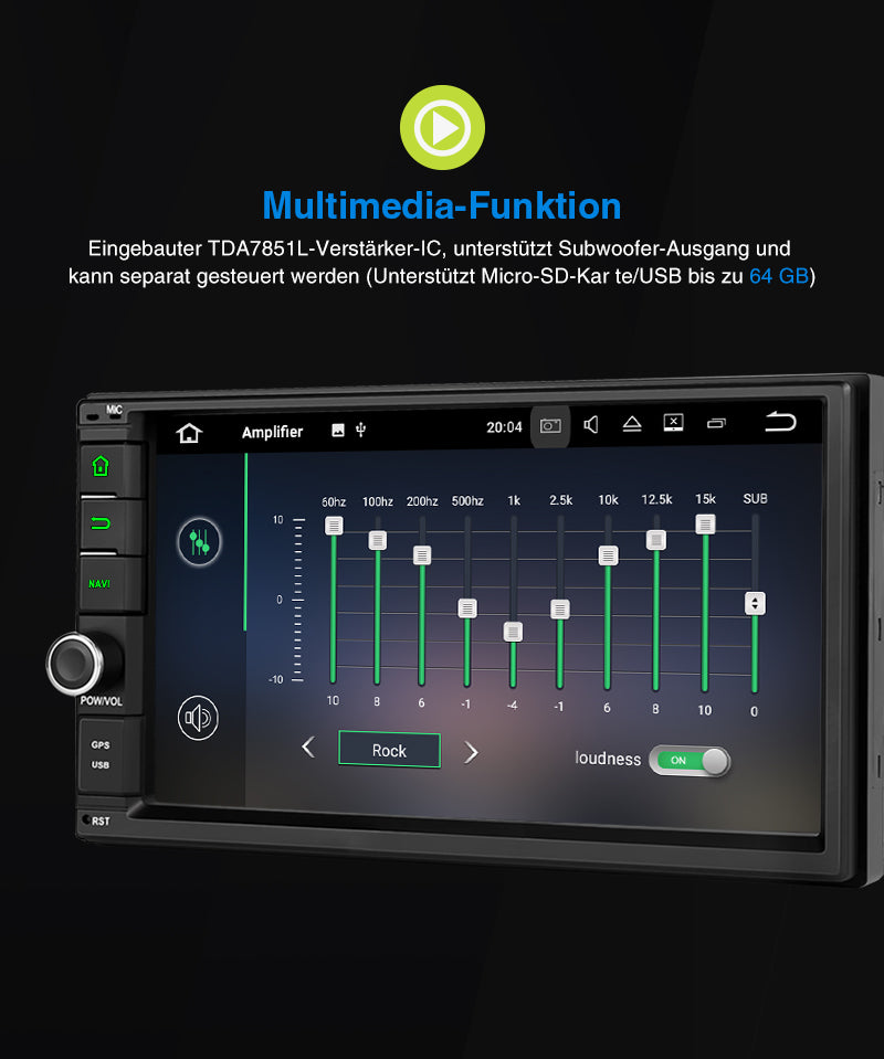 Pumpkin 2 Din Autoradio Android 9,0 Universal 7 Zoll Bildschirm Radio mit Navi Bluetooth, Unterstützt USB/SD Android Auto CarPlay DAB+ WIFI