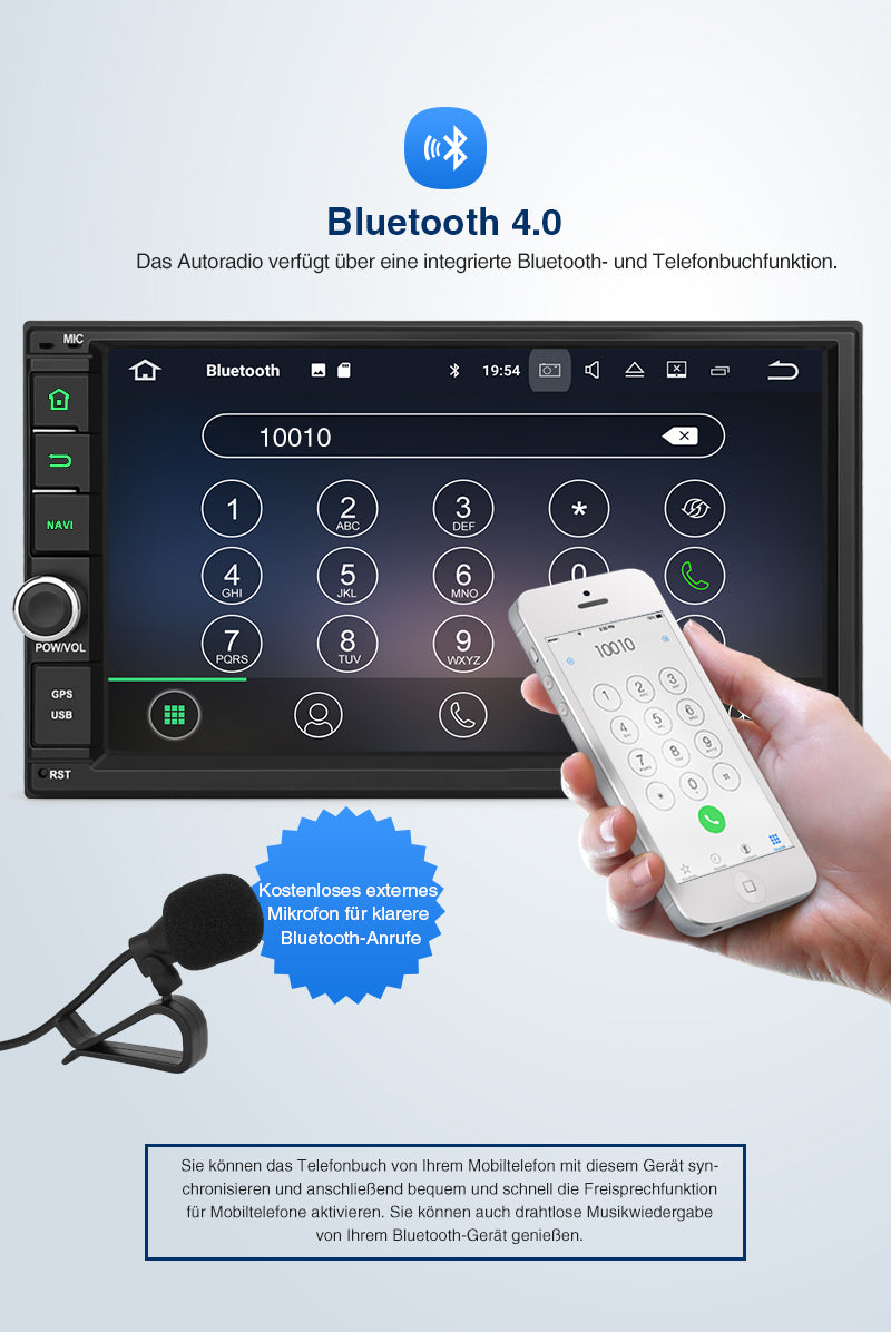 Pumpkin 2 Din Autoradio Android 9,0 Universal 7 Zoll Bildschirm Radio mit Navi Bluetooth, Unterstützt USB/SD Android Auto CarPlay DAB+ WIFI