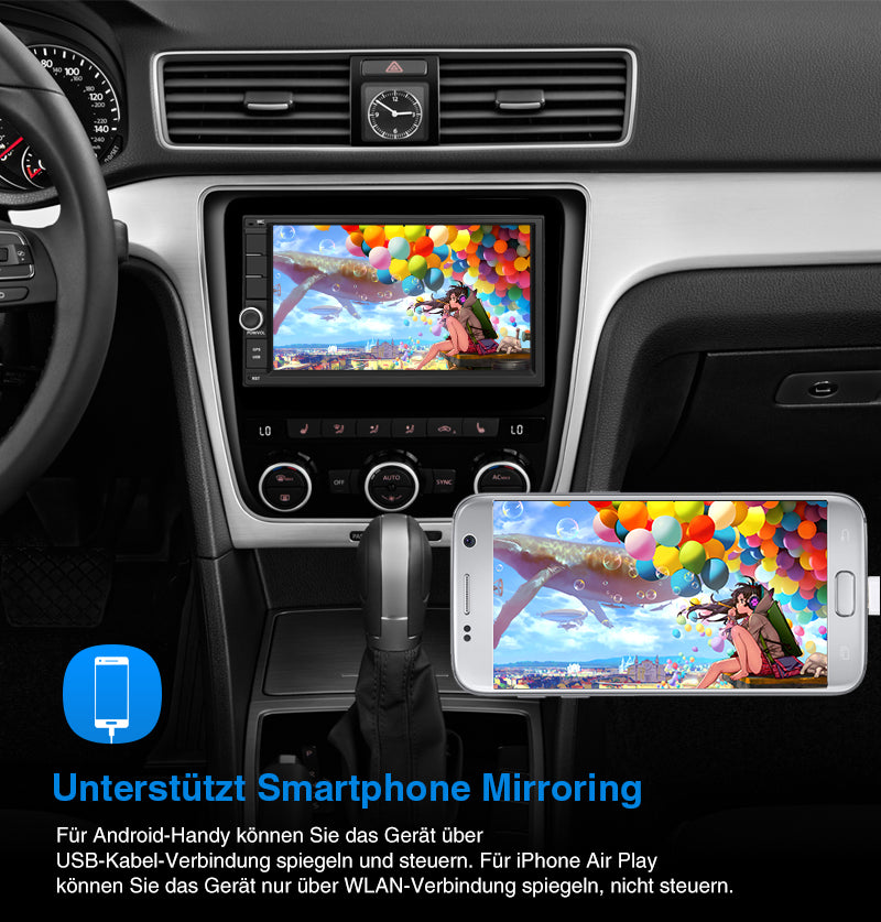 Pumpkin 2 Din Autoradio Android 9,0 Universal 7 Zoll Bildschirm Radio mit Navi Bluetooth, Unterstützt USB/SD Android Auto CarPlay DAB+ WIFI