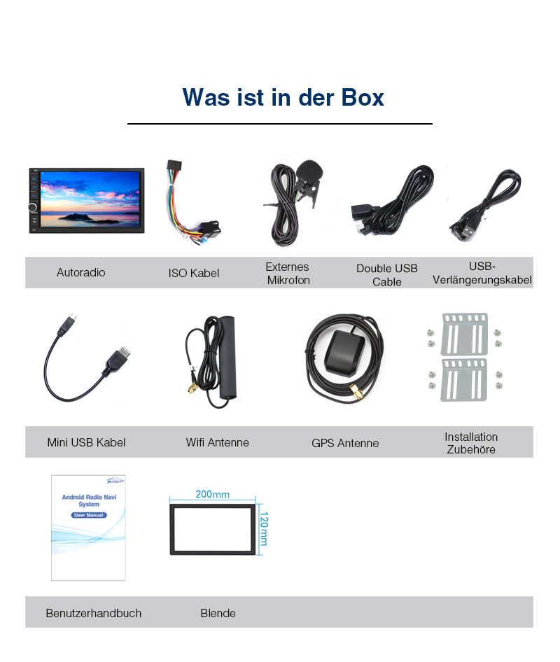 Pumpkin 2 Din Autoradio Android 9,0 Universal 7 Zoll Bildschirm Radio mit Navi Bluetooth, Unterstützt USB/SD Android Auto CarPlay DAB+ WIFI