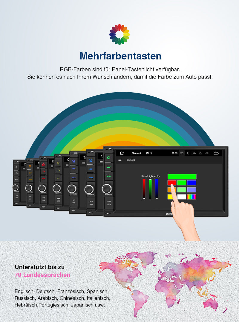 Pumpkin 2 Din Autoradio Android 9,0 Universal 7 Zoll Bildschirm Radio mit Navi Bluetooth, Unterstützt USB/SD Android Auto CarPlay DAB+ WIFI