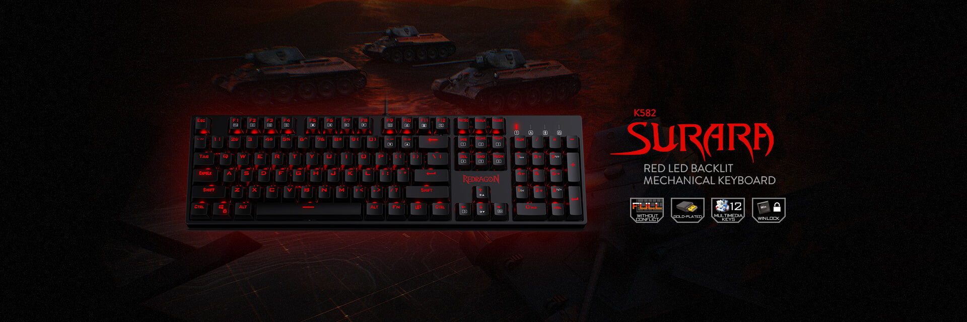 redragon k582 red gaming keyboard (Open-box)