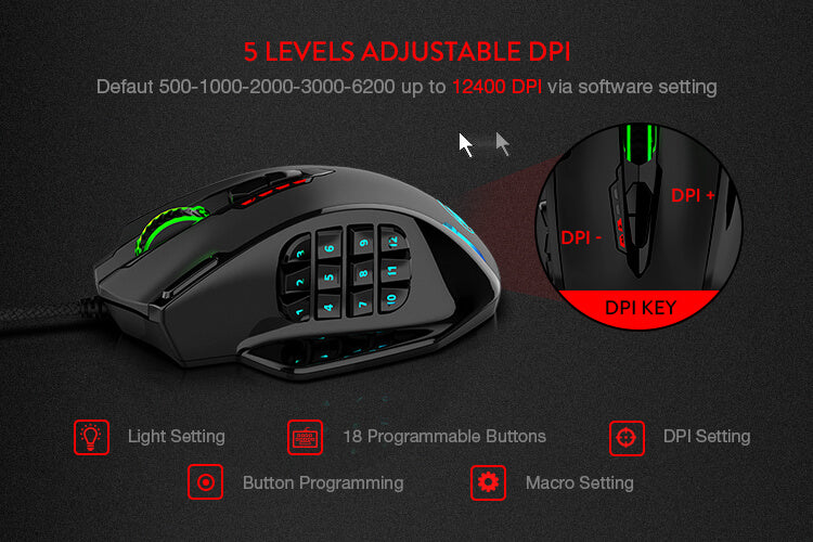 redragon open-box m908 mmo gaming mouse