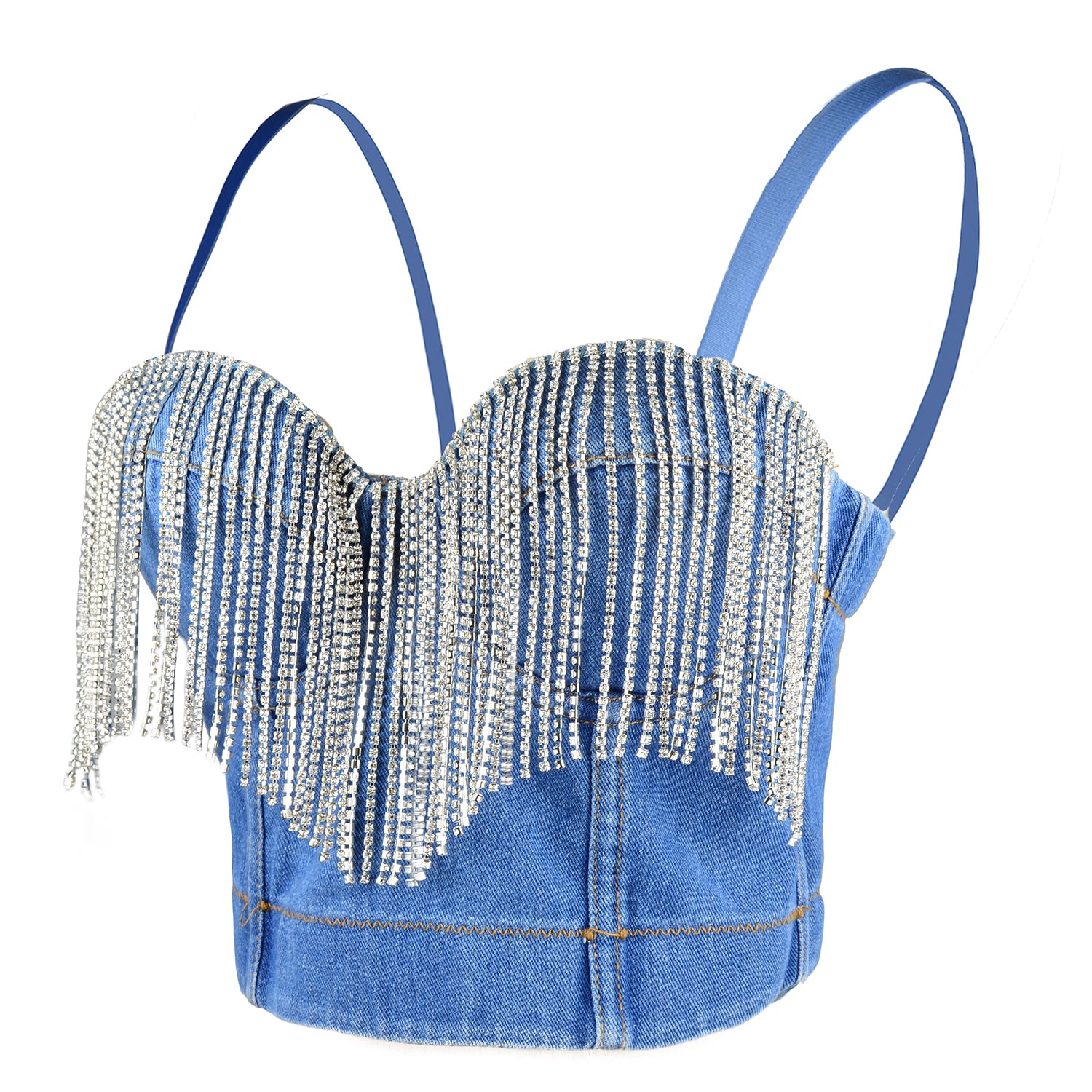 blue bustier crop top