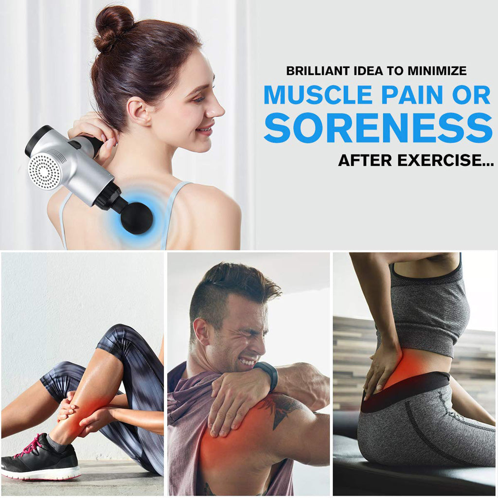 Muscle Massage Gun Sport Therapy Massager Body Relaxation Pain Relief Slimming Shaping Massager 4 Heads