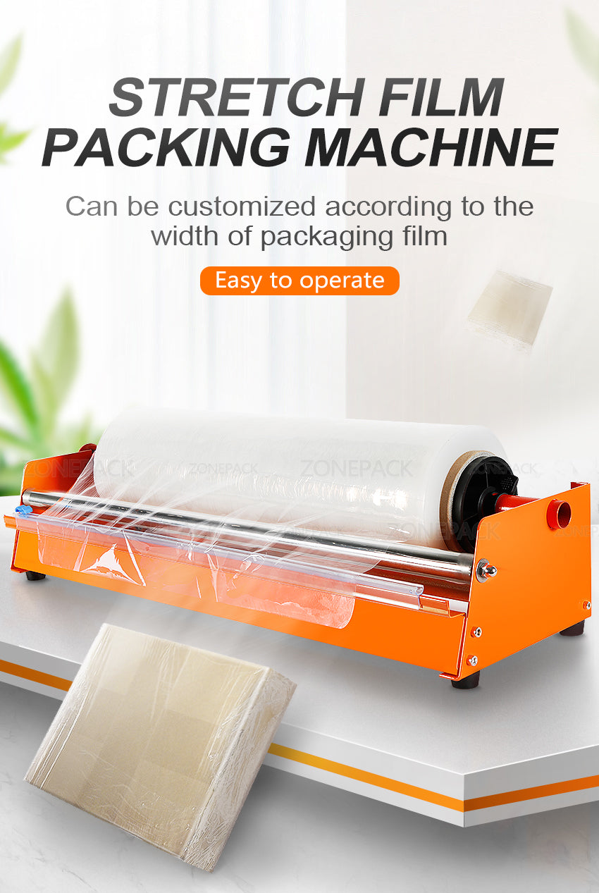 ZONEPACK Manual Stretch Film Wrapping Machine Dispenser Tools Pallet Packing Equipment Film Package Machinery