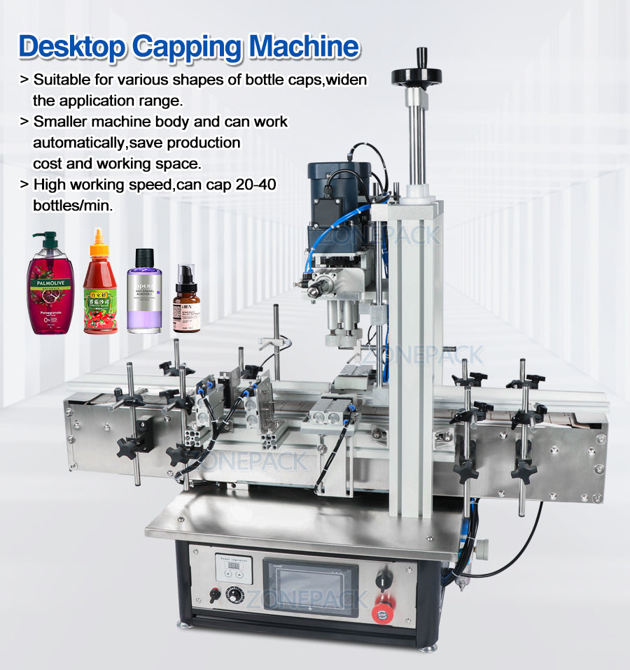 ZONEPACK ZS-XG1870 Pneumatic Vial Desktop Screw Automatic Capping Machines Glass Screw Perfume Pet Plastic Bottle
