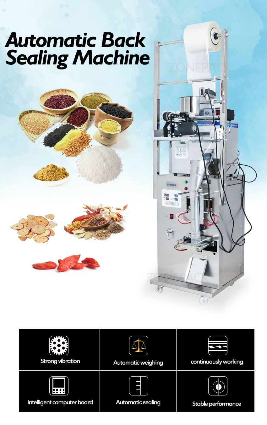 ZONESUN Grain Powder Automatic Filling and Sealing Machine Back Side Seal With Date Printer ZS-GZ5200