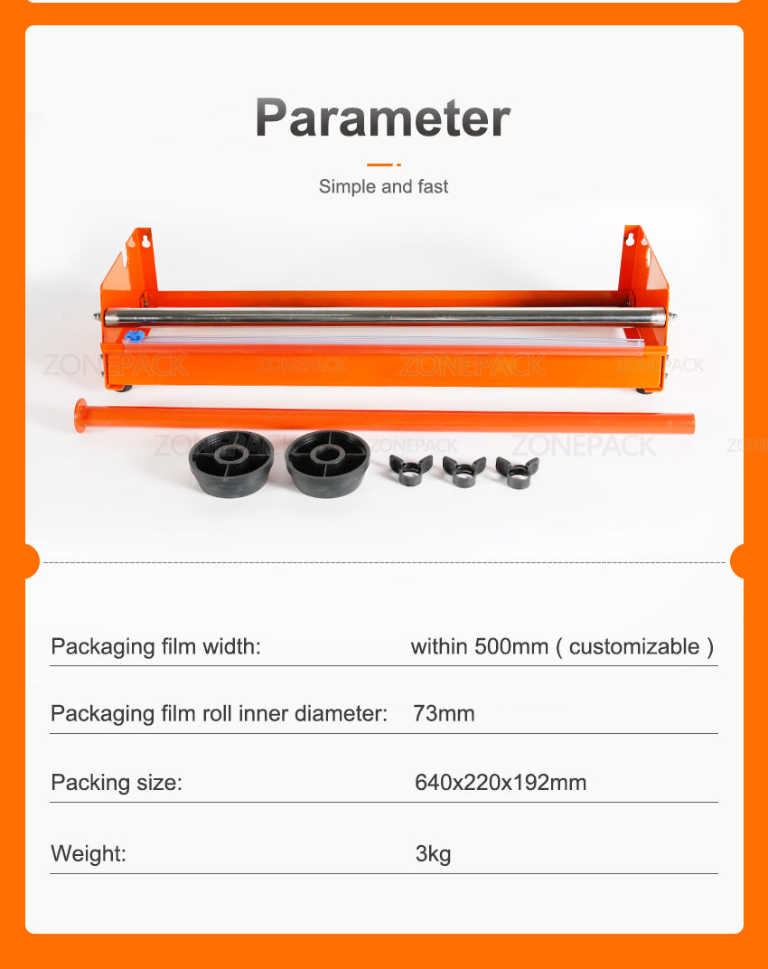 ZONEPACK Manual Stretch Film Wrapping Machine Dispenser Tools Pallet Packing Equipment Film Package Machinery