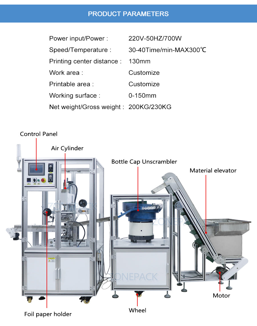 ZONEPACK ZS-819-R4 Automatic Sheet Feed Heat Press Machine Bottle Cap Hot Foil Stamping Machine Manufacturer For Sale