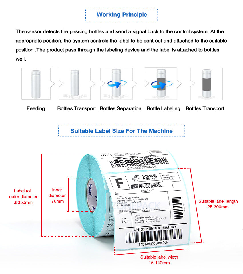 ZONESUN ZS-TB500 Automatic Round Bottle Labeling Machines With Printer