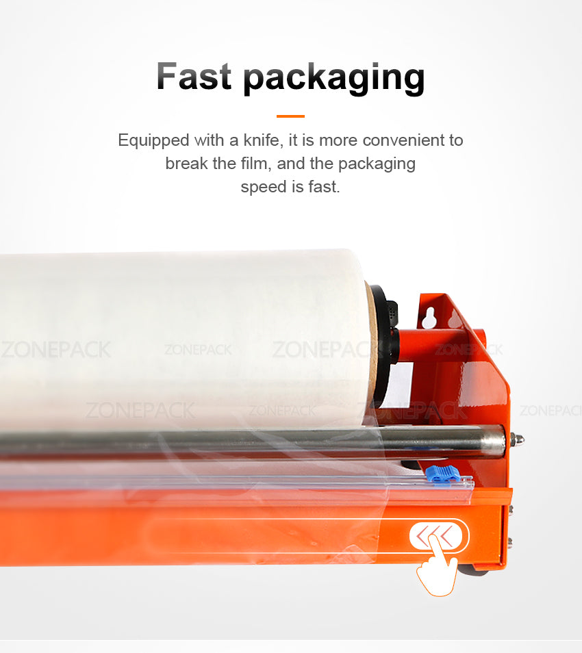 ZONEPACK Manual Stretch Film Wrapping Machine Dispenser Tools Pallet Packing Equipment Film Package Machinery