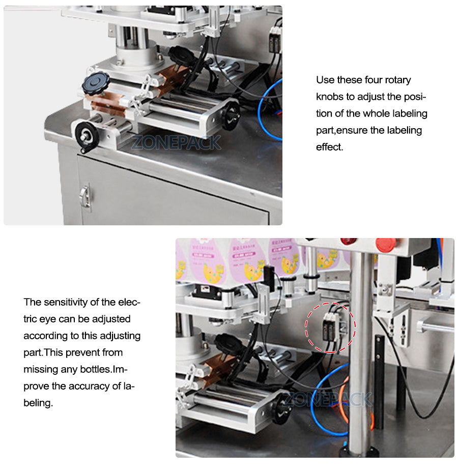 ZONEPACK ZS-TB210 Semi Automatic Double Size Tube Sticker Water Flat Bottle Labeling Machine For Bottles Label Dispenser Machine