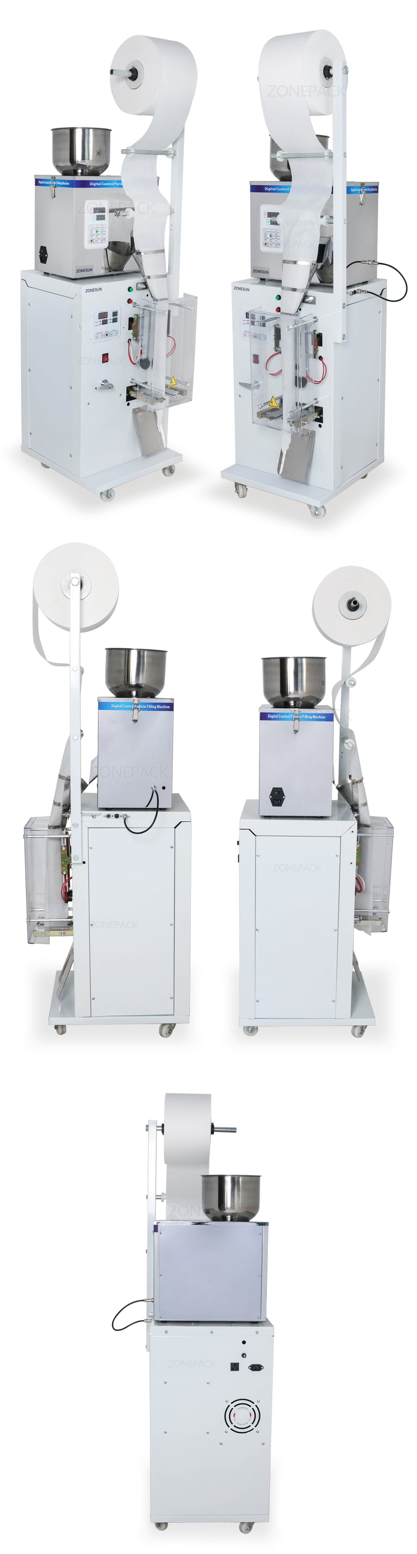 ZONEPACK Food Coffee Bean Grain Автоматическая взвешивающая упаковочная машина Машина для упаковки порошка в трехсторонние уплотнения с принтером даты