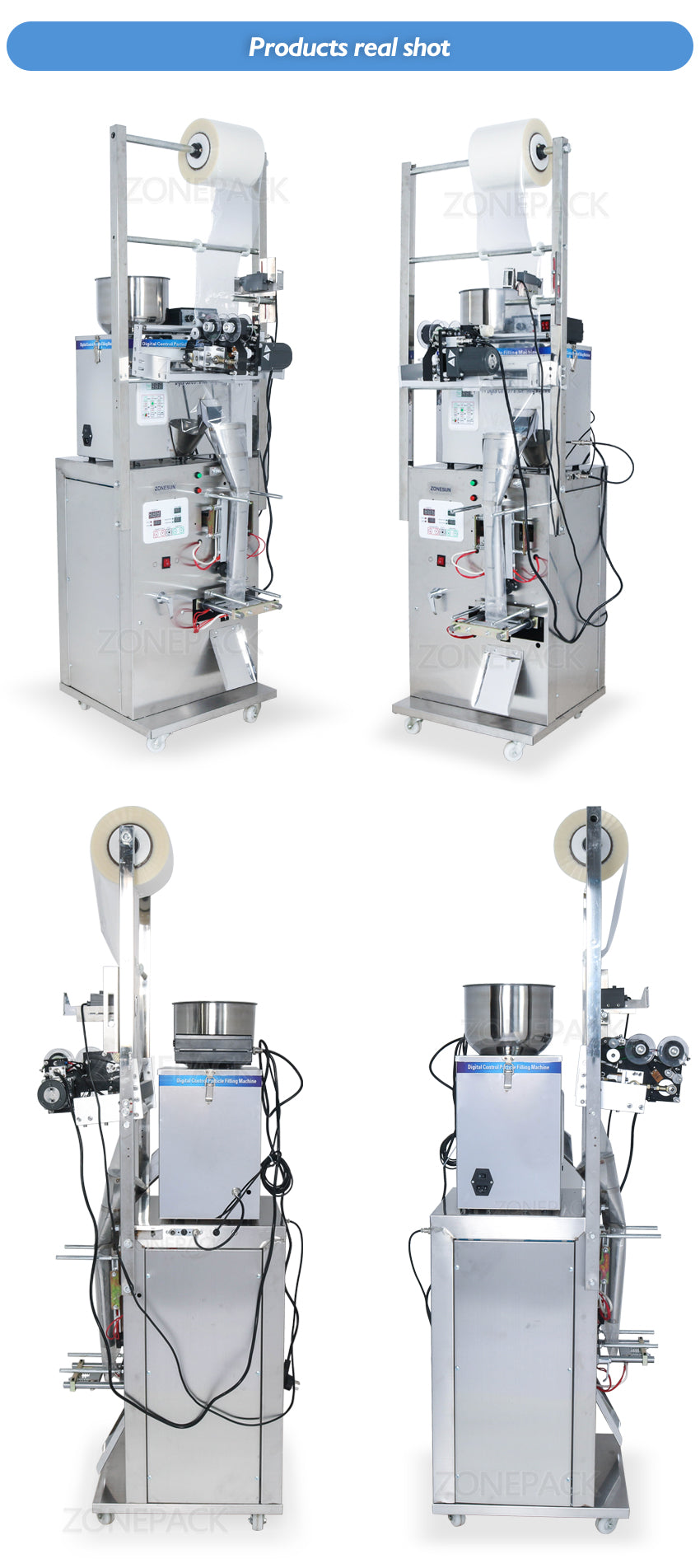 ZONESUN Grain Powder Automatic Filling and Sealing Machine Back Side Seal With Date Printer ZS-GZ5200