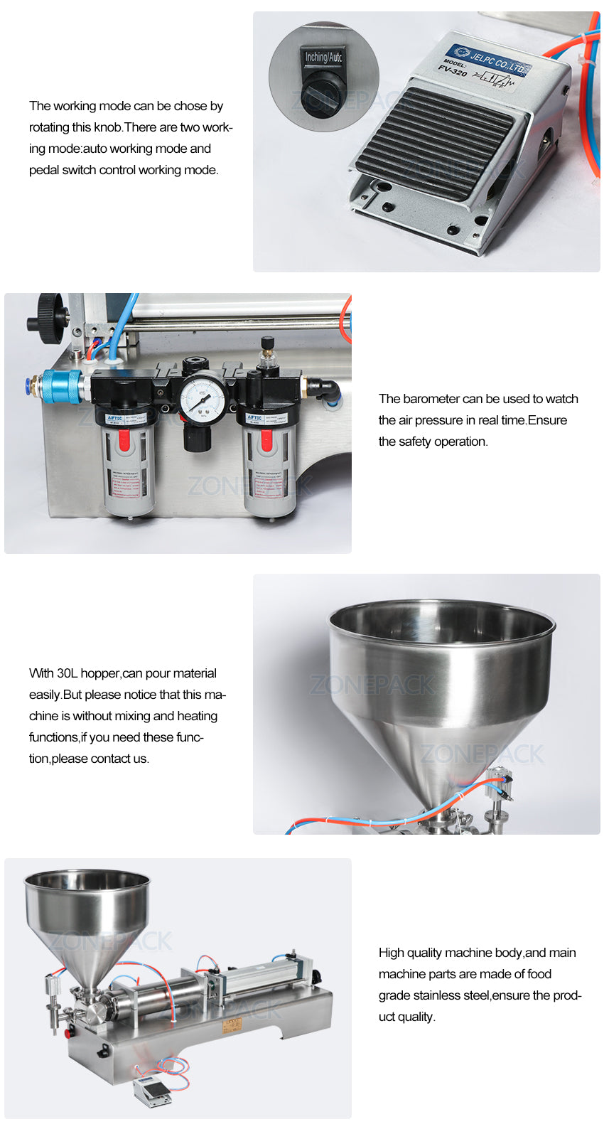 ZONEPACK Fully Pneumatic Disinfectant Sprays Alcohol Hand Sanitizer Clean Gel Liquid Soap Bottle Dispenser Filling Machine