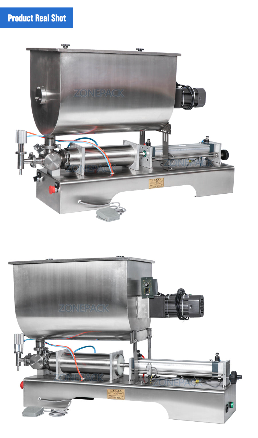 ZONEPACK Chili Soy Oyster Sauce Tabasco Quantitative Filler Machine Pneumatic Slurry Mixing Filling Machine ZS-GTU1