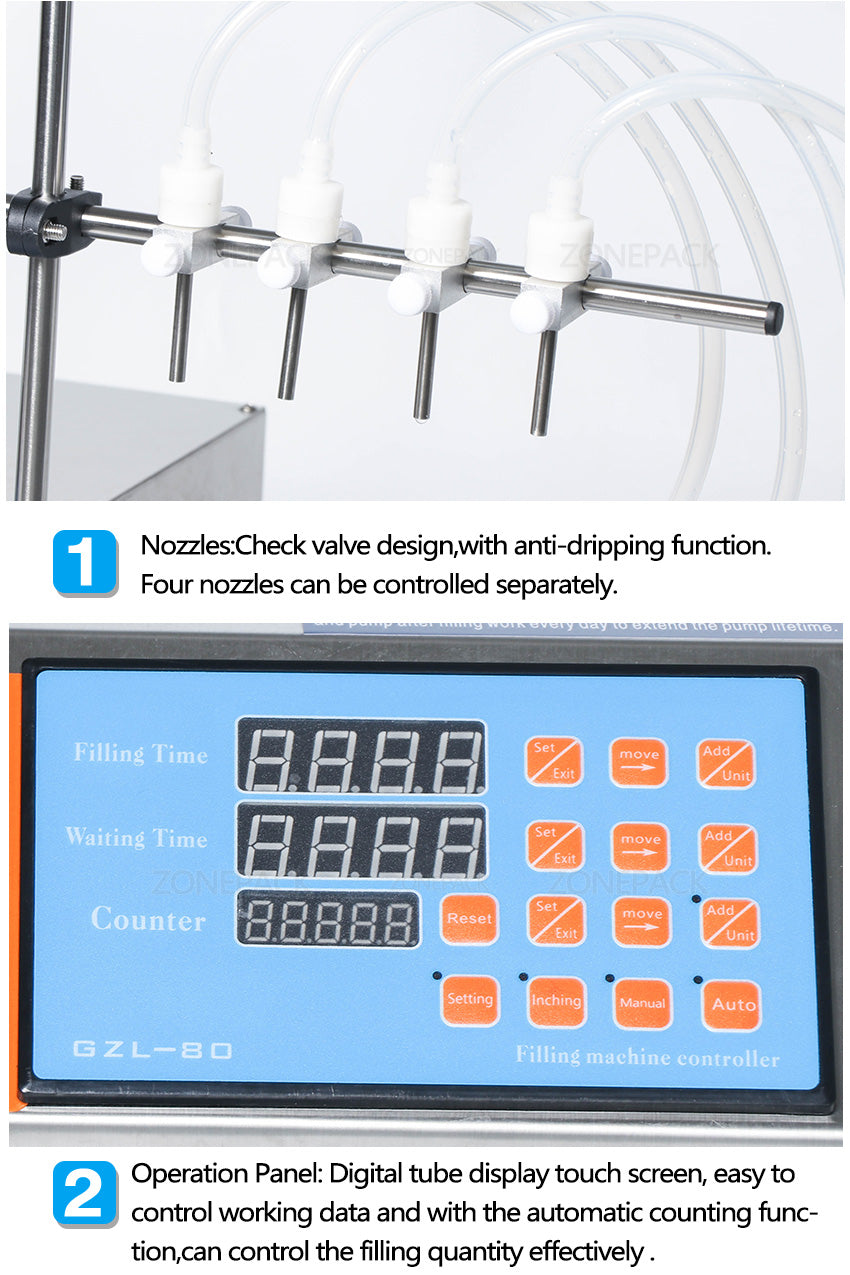 ZONEPACK 4 Heads Liquid Filling Machine 3-4000ml