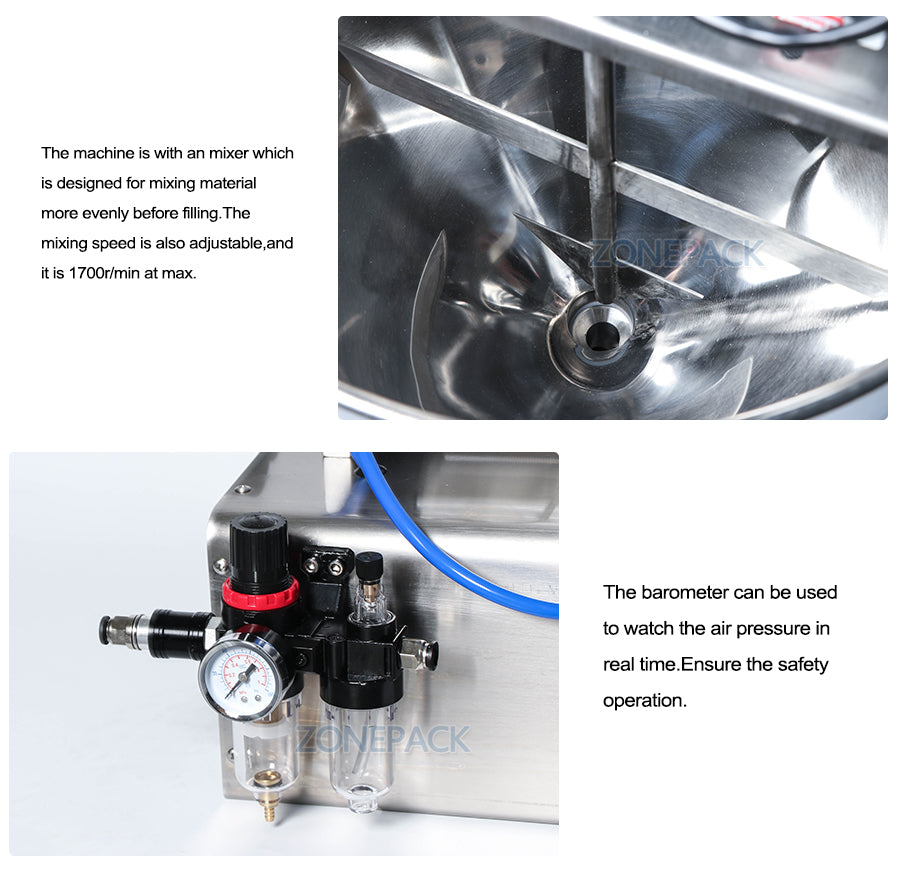 ZONESUN Mixing Filler Very Viscous Material Bottle Filler Liquids Water Dosing Filling Machine
